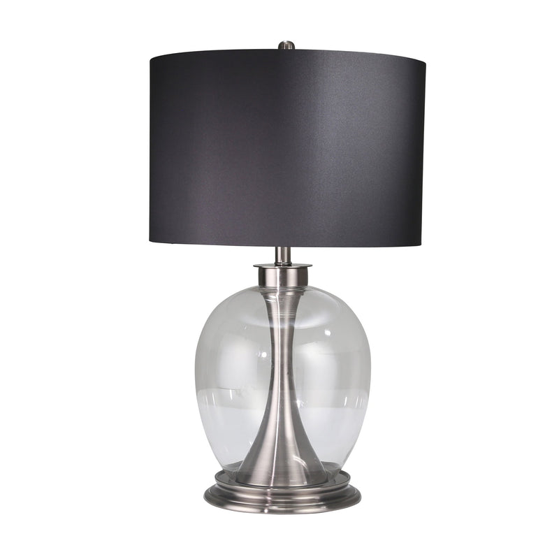 Metal Table Lamp W/Clear Glassball 28", Silver