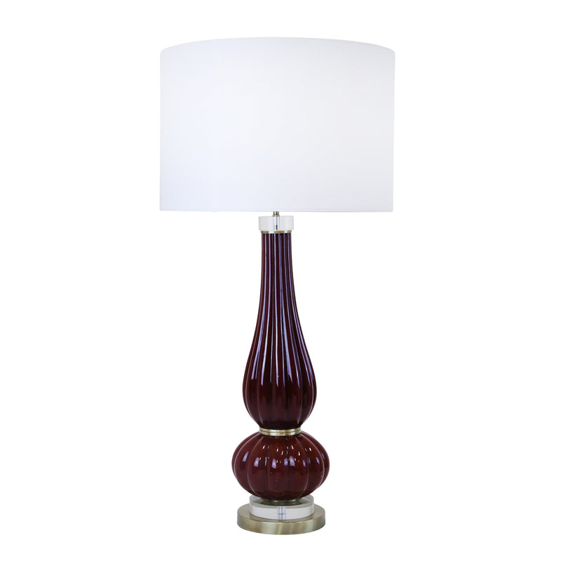 Textured Glass Double Gourd Table Lamp 37", Red