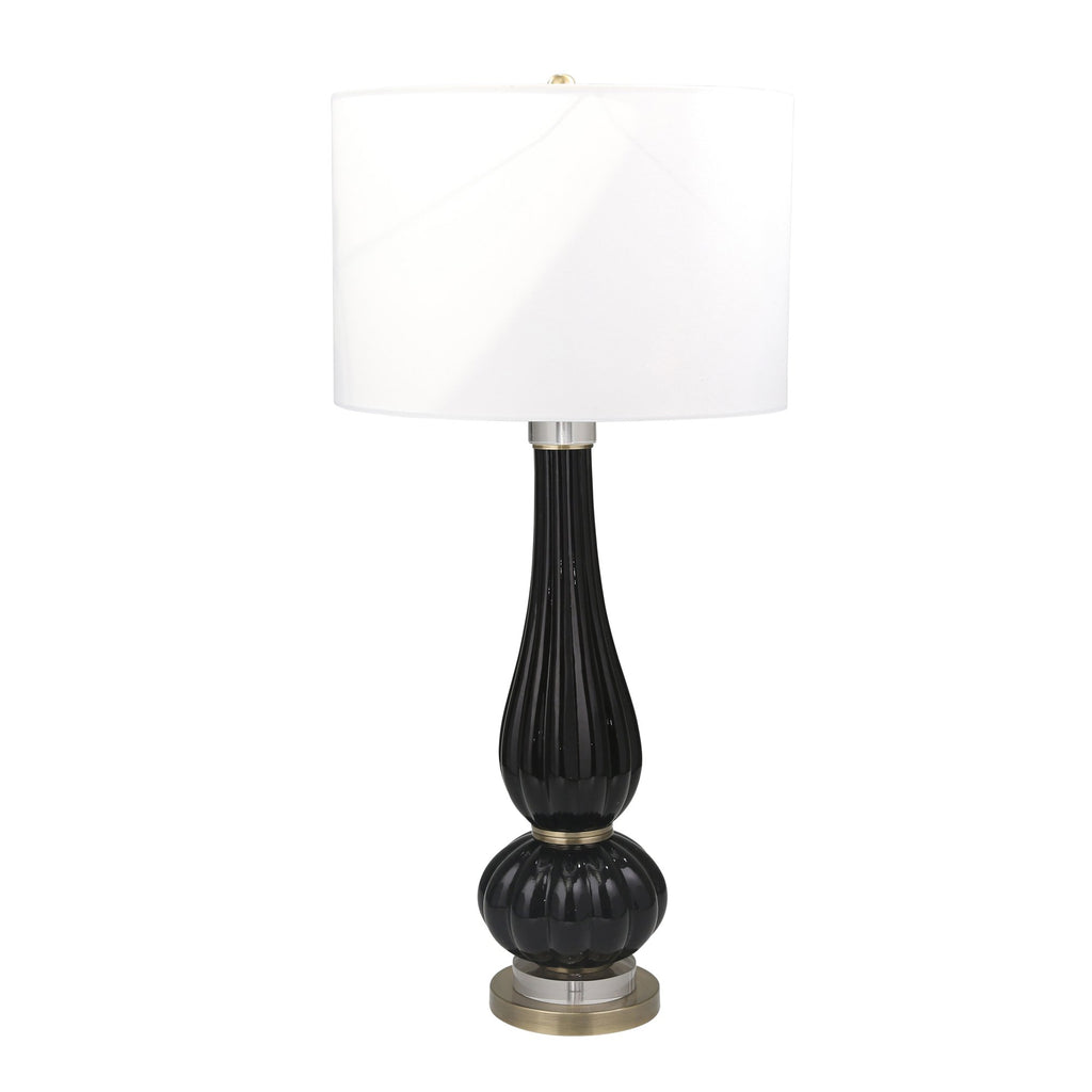 Textured Glass Double Gourd Table Lamp 37", Black