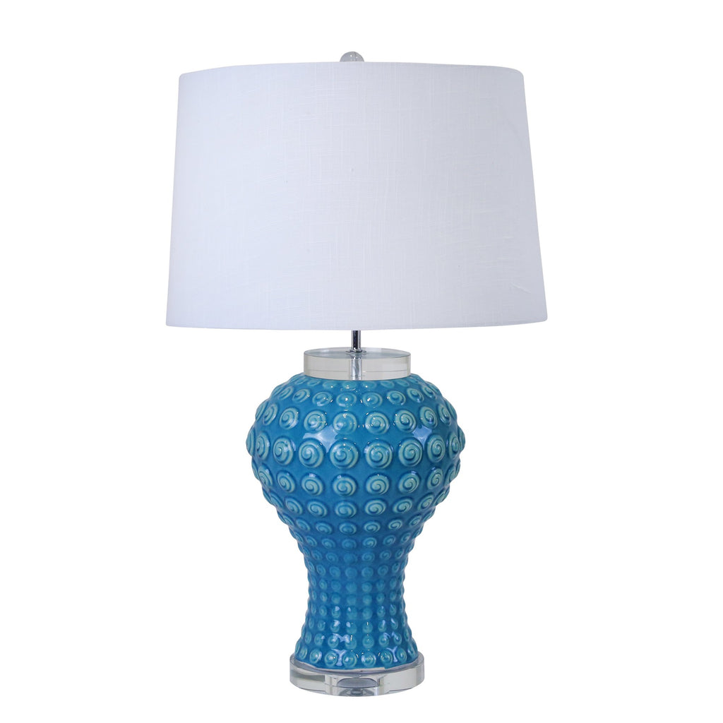 Ceramic Textured Swirls Tablelamp 29", Teal