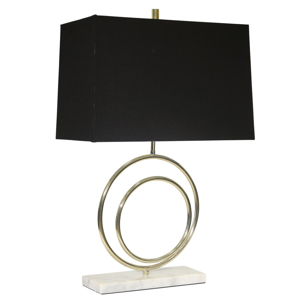 Metal Double Circle Table Lampw/Black Shade 27", Gold