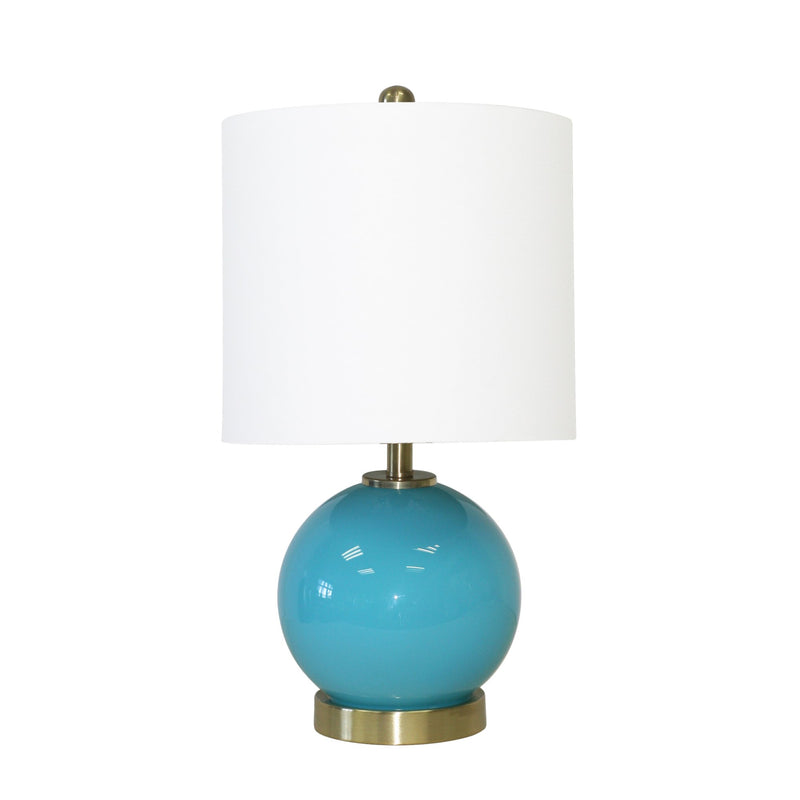 Round Glass Table Lamp 19",Lt Blue