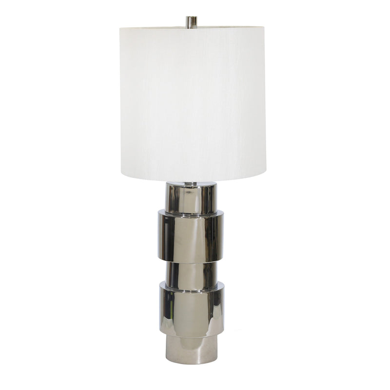 Metal Cylinder Stacked Table Lamp 30", Silver
