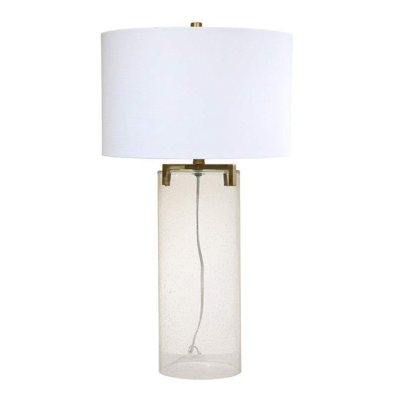 Seeded Glass Cylinder Table Lamp 29", Clear