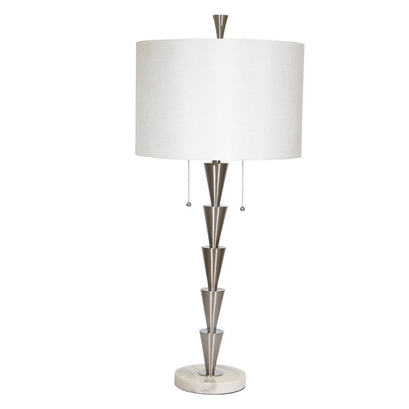 Metal Stacked Cones Table Lamp34", Silver