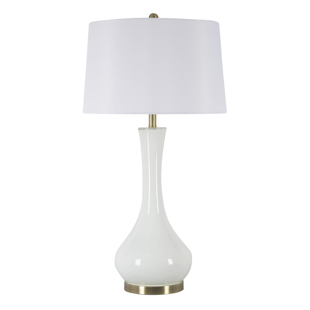Glass Teardrop Table Lamp 34",White