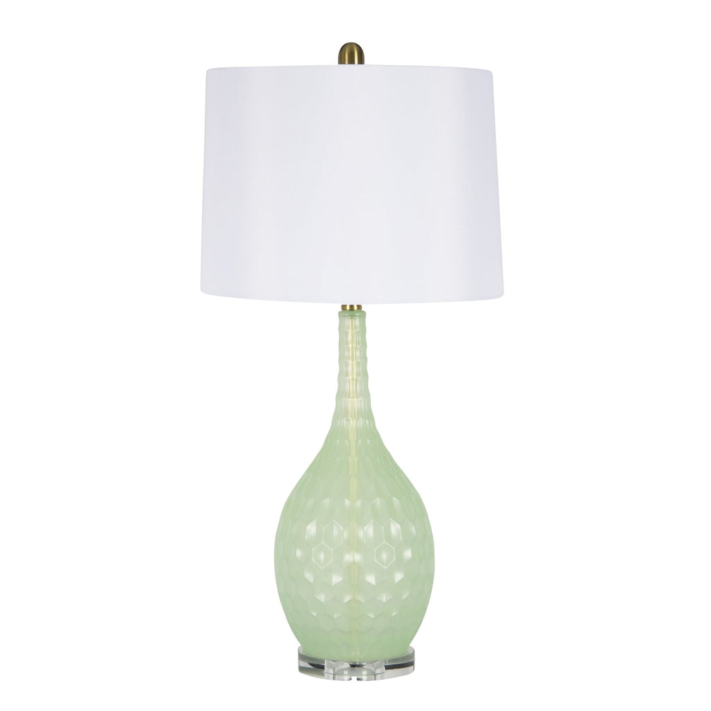 Cut Glass Table Lamp 30", Green