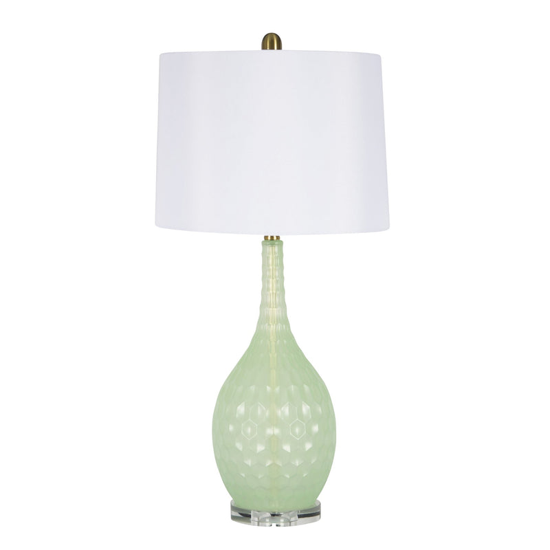 Cut Glass Table Lamp 30", Green