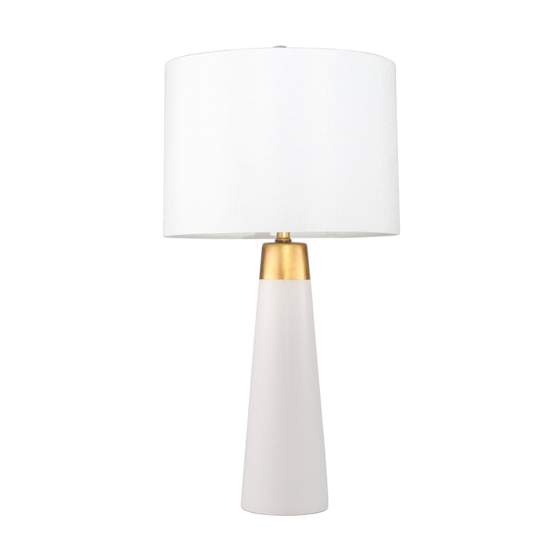 Ceramic 31" Table Lamp W/Brass Cap, Matte White