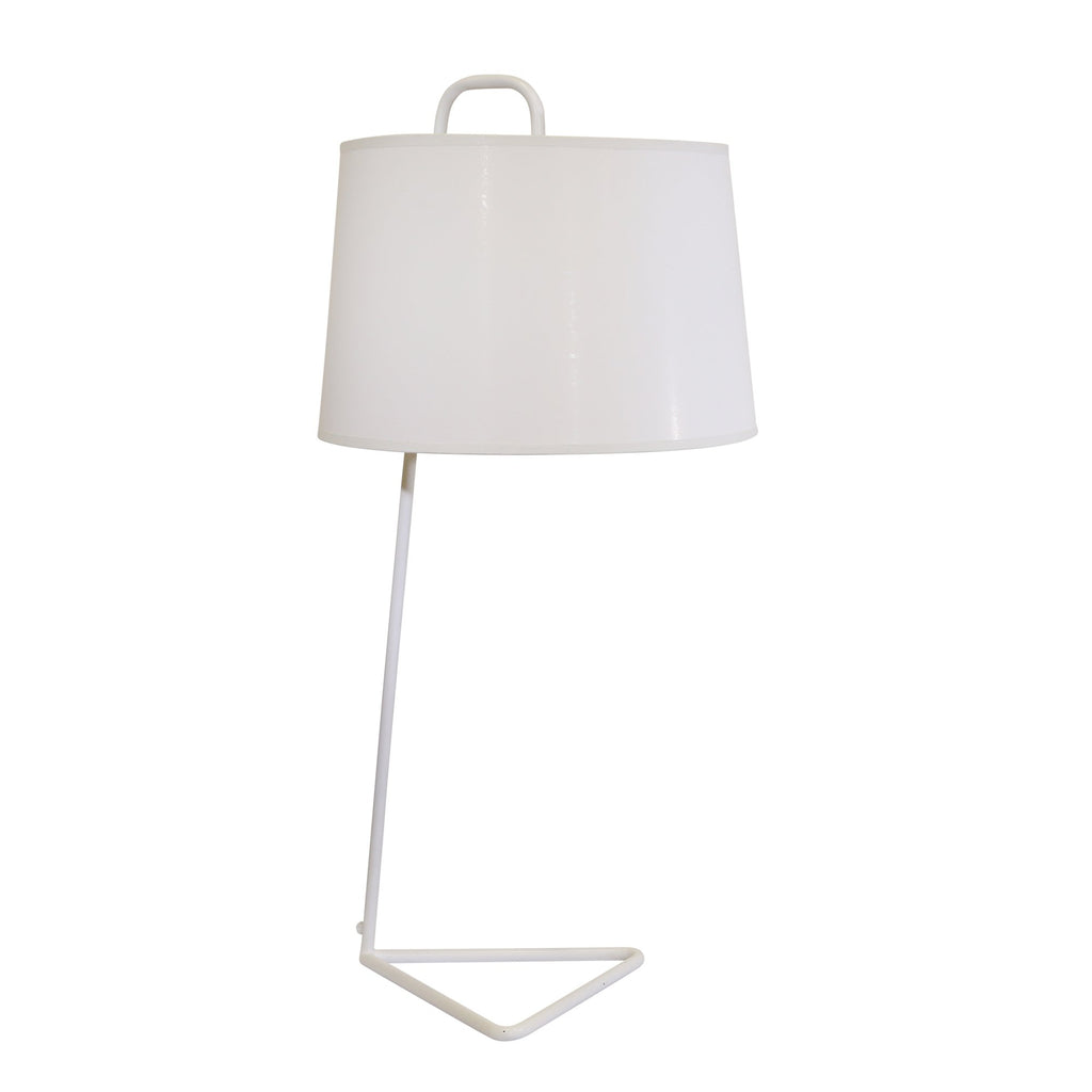 Metal 30" Triangle Foot Tablelamp, White