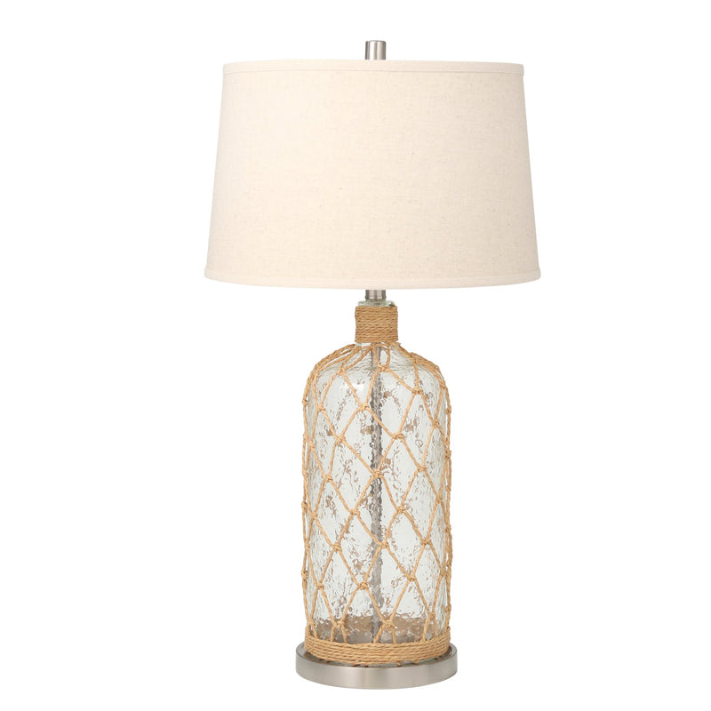 Glass 29" Table Lamp With String Overlay, Clear