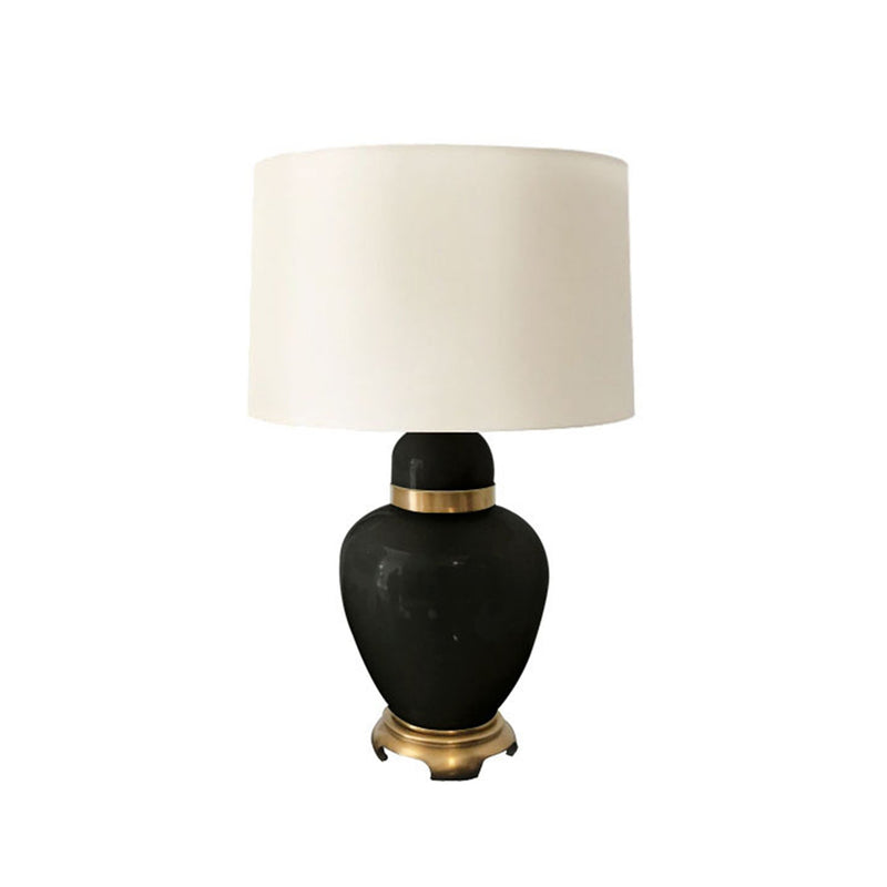 Glass 29" Urn Table Lamp, Black