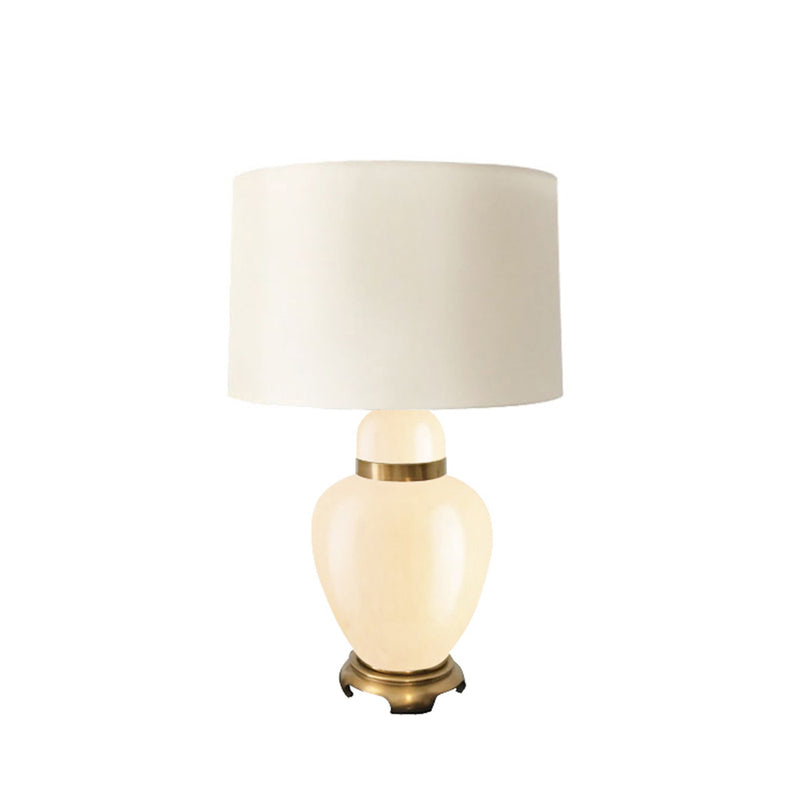Glass 29" Urn Table Lamp, Ivory