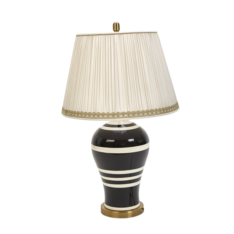Ceramic 30" Table Lamp Black W/White Stripes