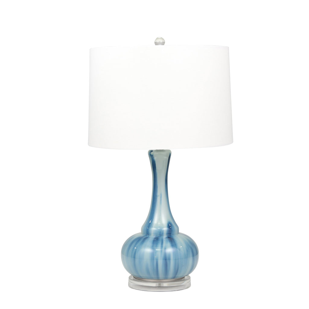 Glass 28" Genie Bottle Table Lamp, Navy/Lt. Gray