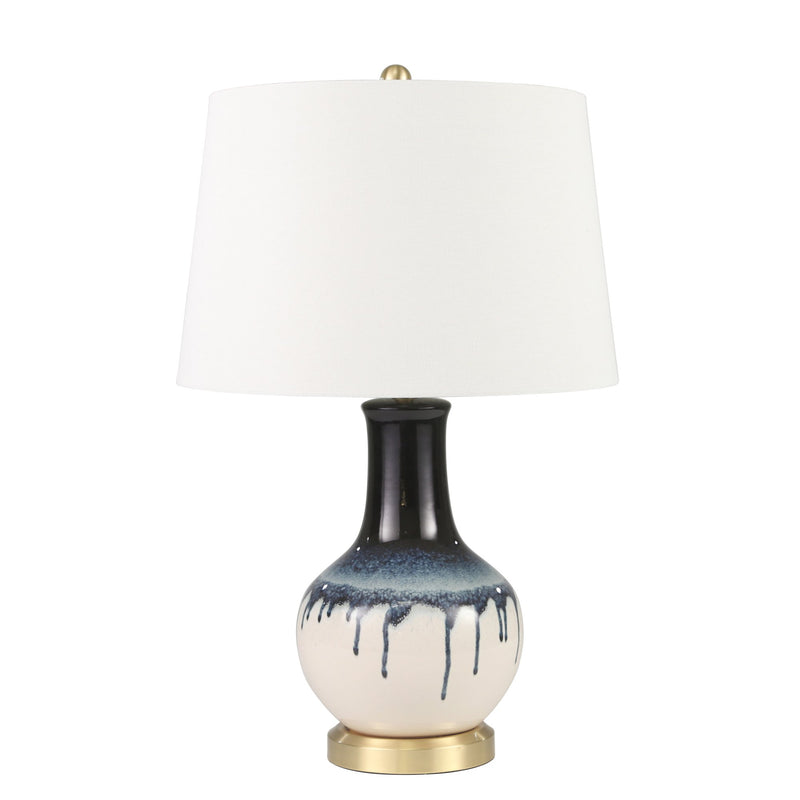 Ceramic 29" Drip Glaze Table Lamp, Dark Blue/White