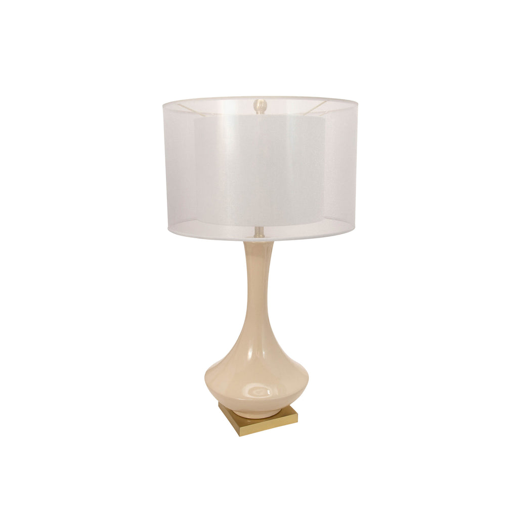 Ceramic 32" Bottle Table Lampwith Double Shade, Cream
