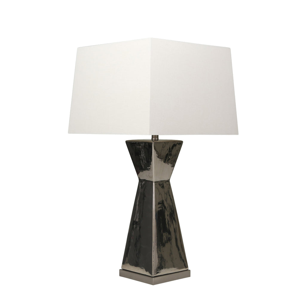 Ceramic 34" Hourglass Table Lamp, Silver