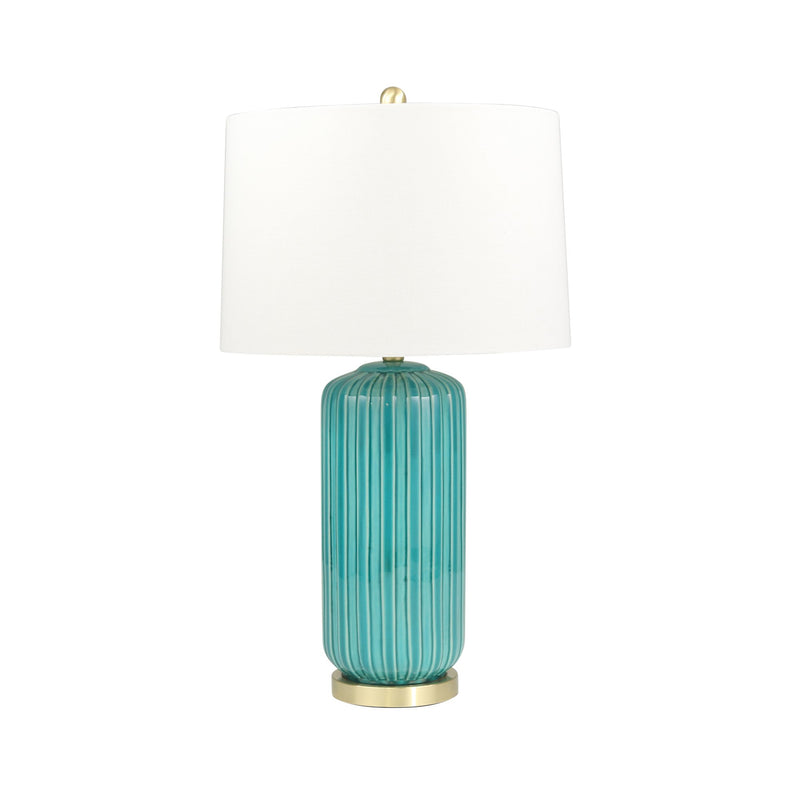 Ceramic 29' Fluted Column Table Lamp, Teal