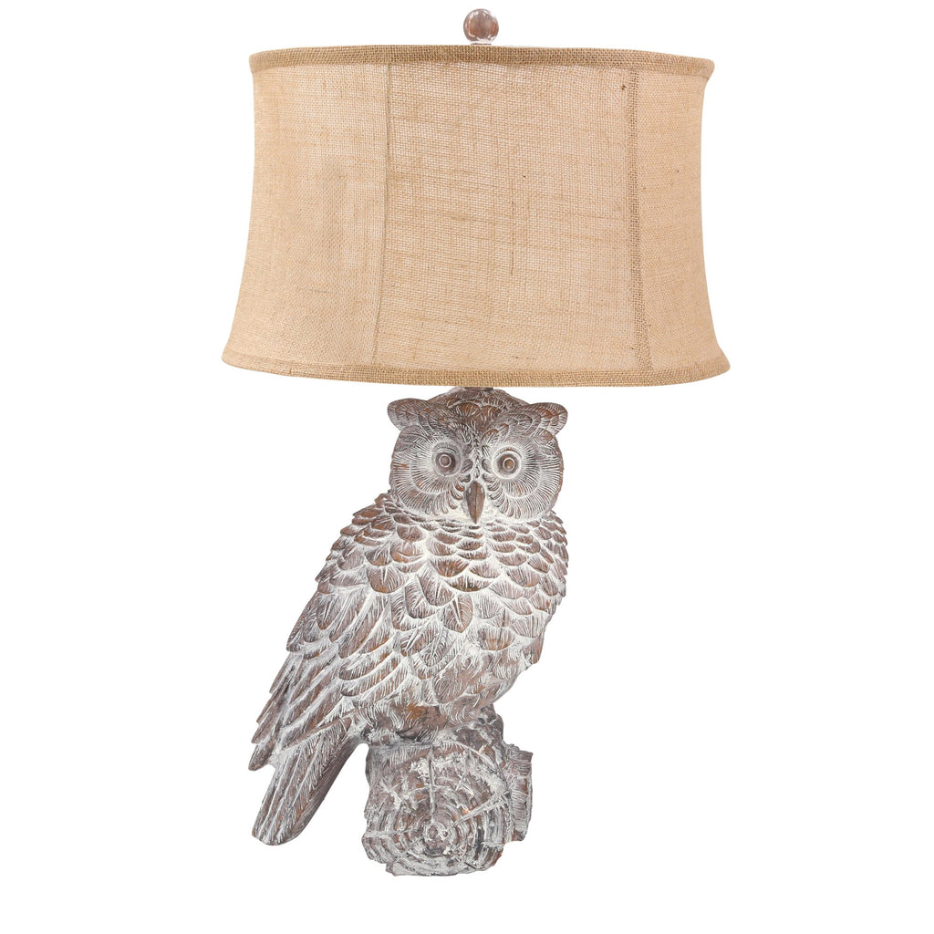 Resin 31" Owl Table Lamp, Beige