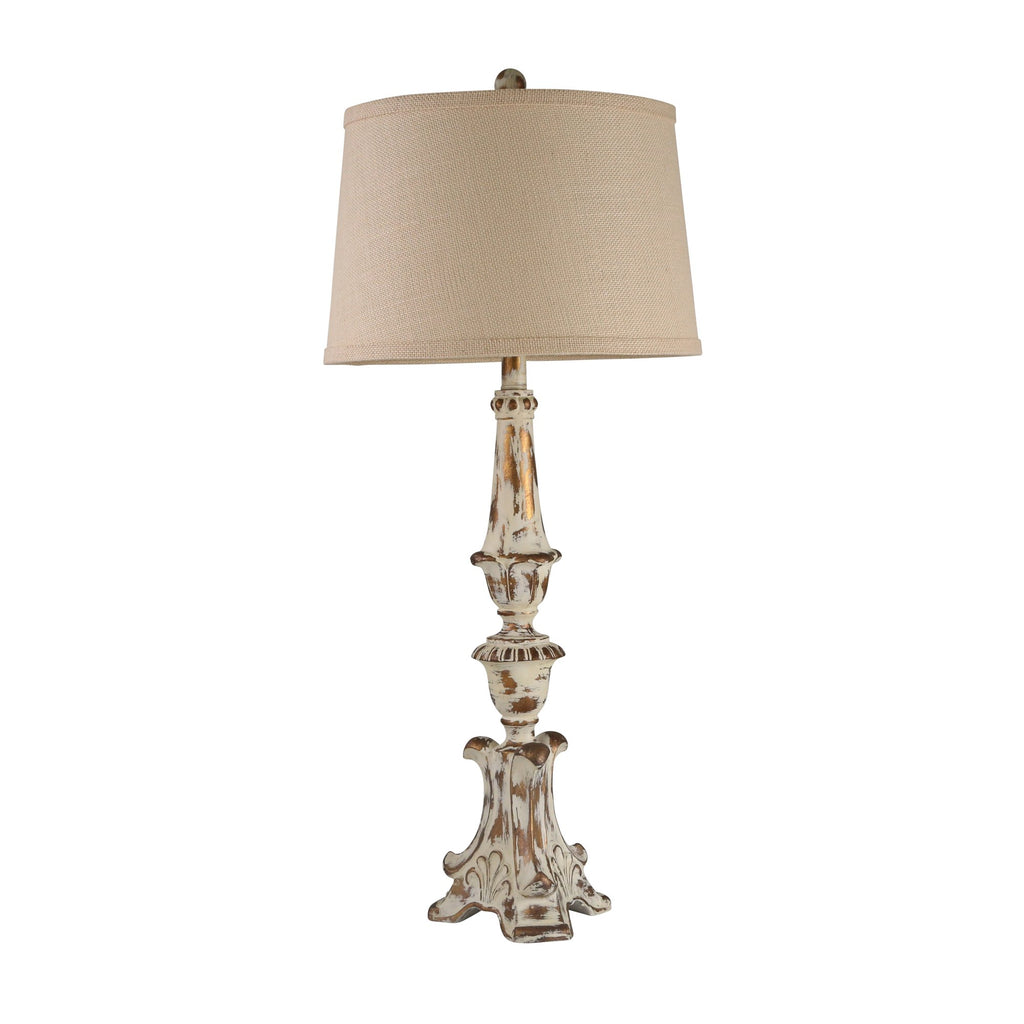 Resin 35" Column Table Lamp, Ivory