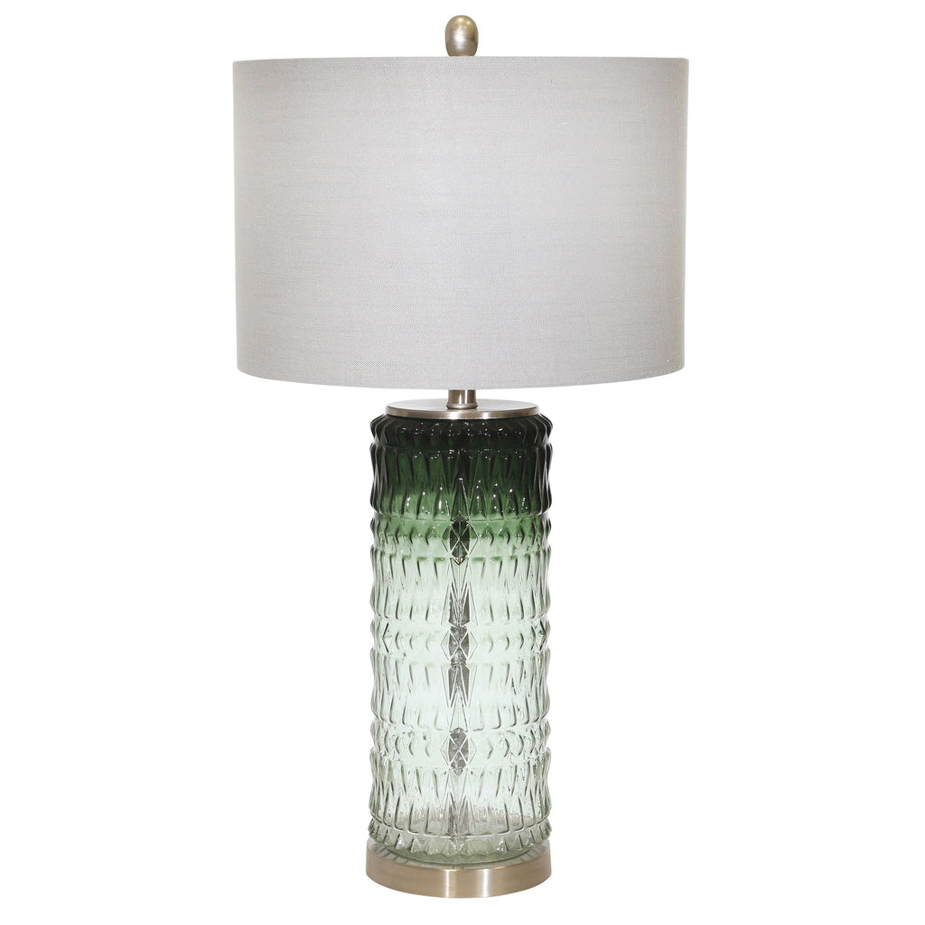 Glass Textured Table Lamp, Green