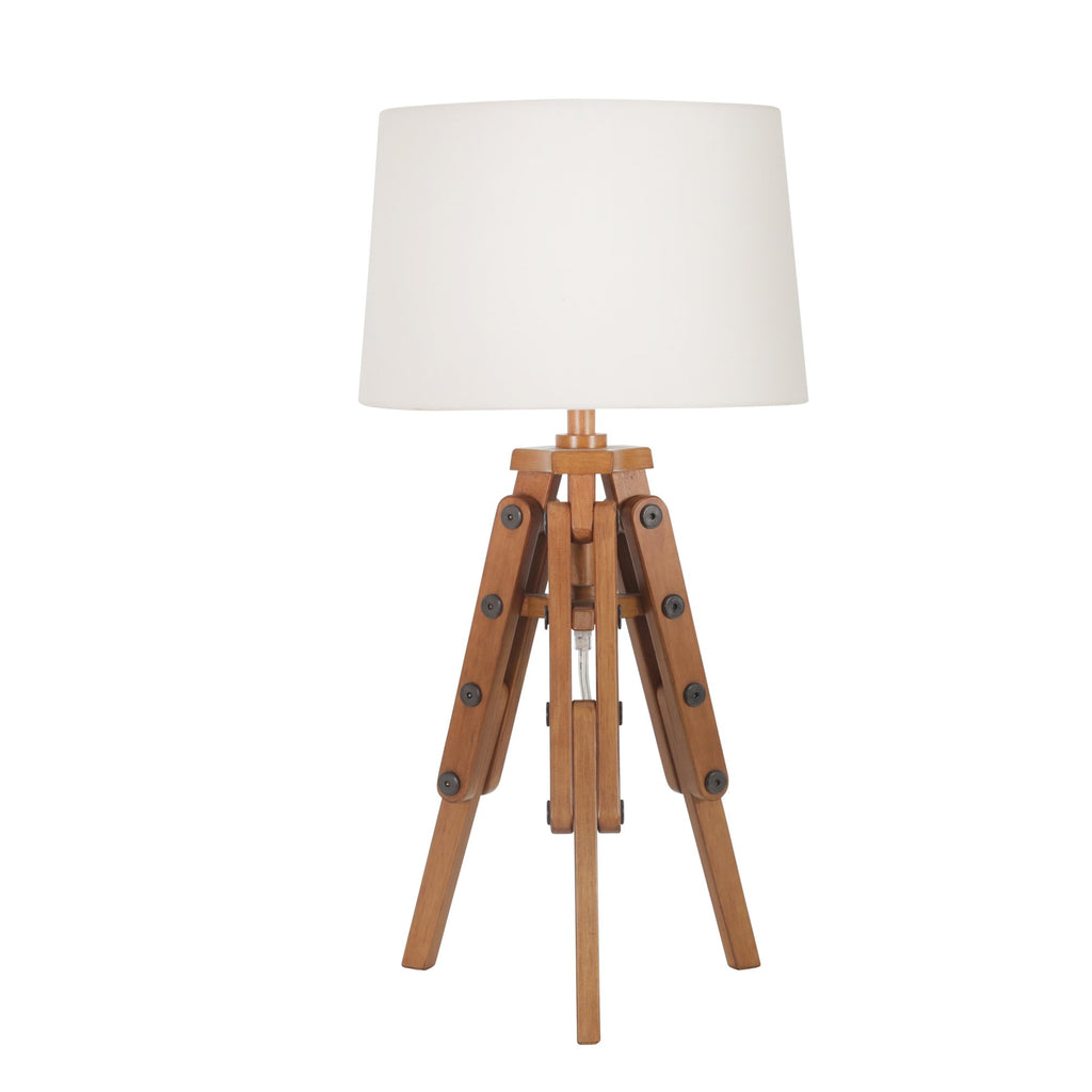 Wood 25" Tripod Table Lamp, Brown