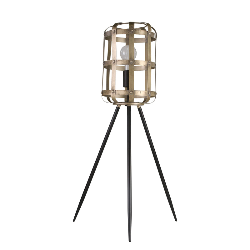 Metal 32" Tripod Table Lamp W/Open Weave Shade, Champagne