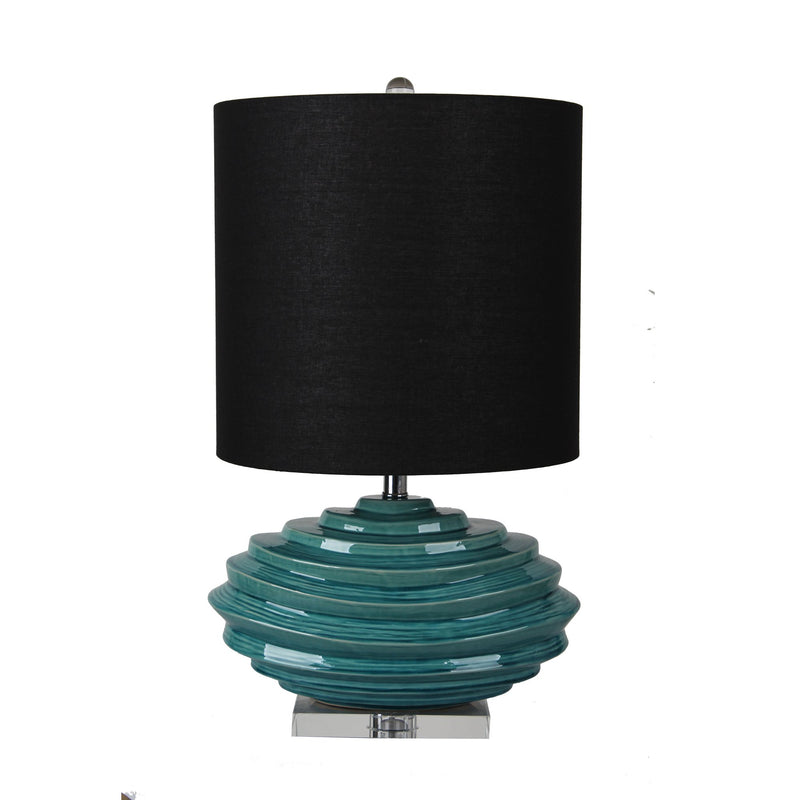 Ceramic 27" Table Lamp With Crystal Base, Green