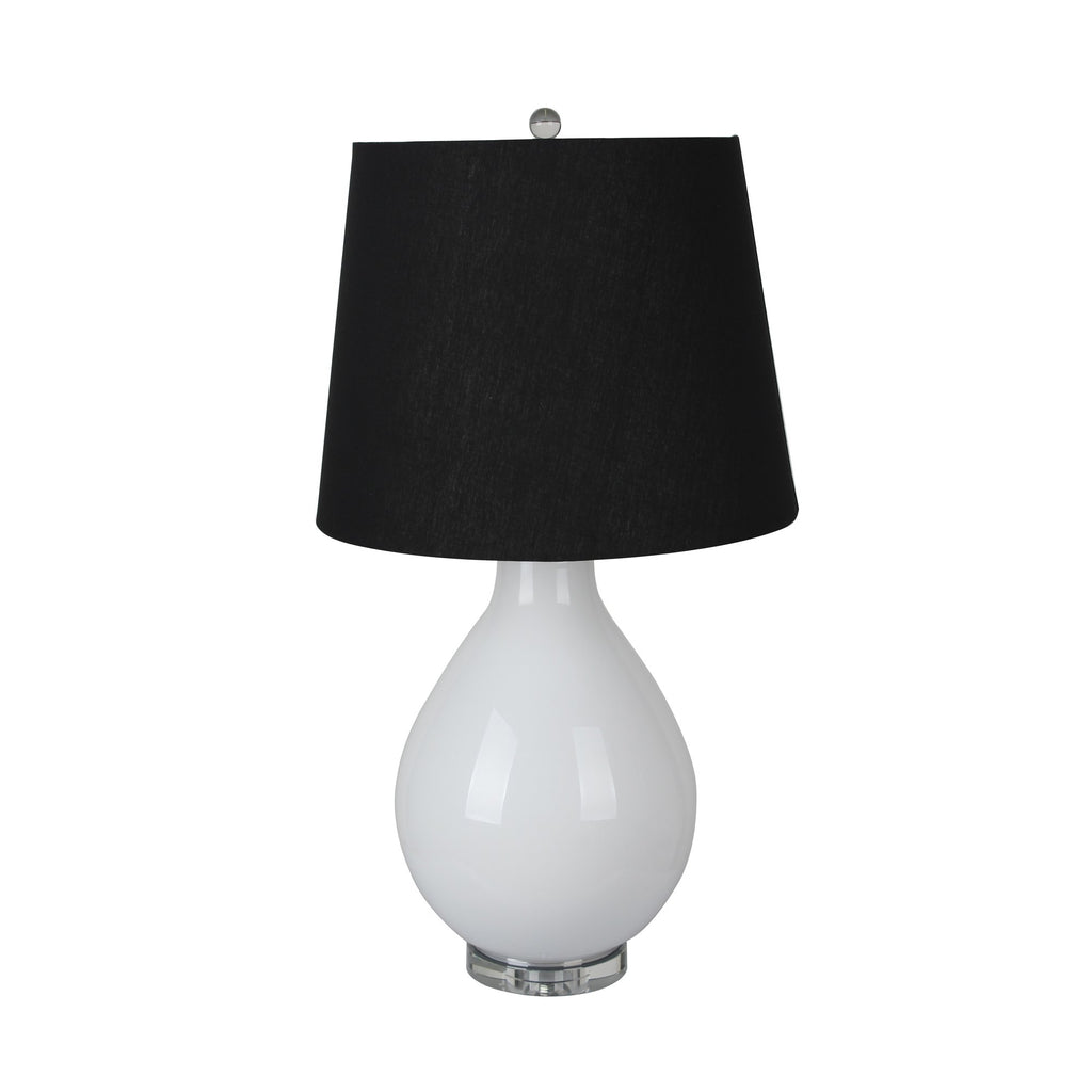 Glass 35" Table Lamp W/ Crystal Base, White