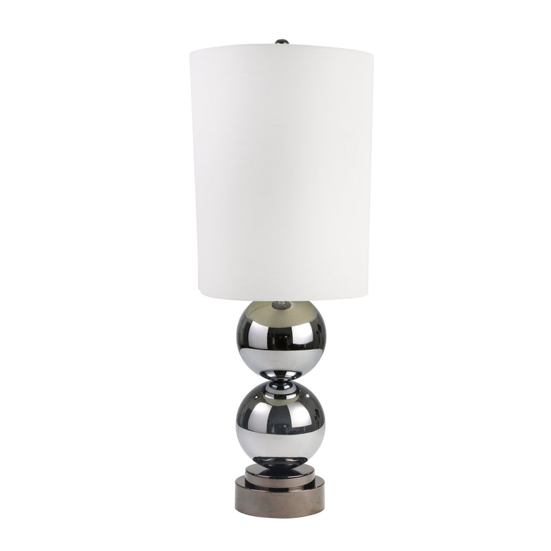 Glass 36" Double Ball Table Lamp, Silver