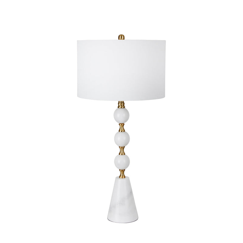 Marble 35" 3 Ball Cone Base Table Lamp, Whte