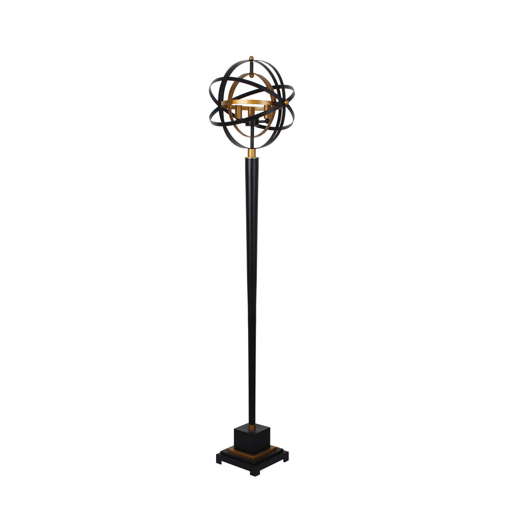 Metal 60" Armilary Floor Lamp,Black