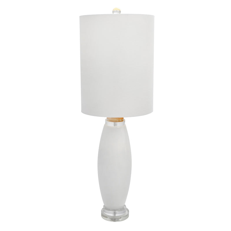 Ceramic, 43" Table Lamp W/Crystall Base, Off White