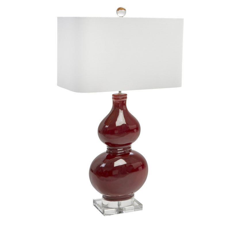 Ceramic 33" Table Lamp W/Crystal Base, Red