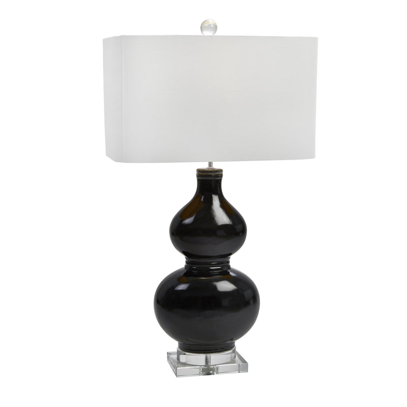 Ceramic 33" Table Lamp W/Crystal Base, Black