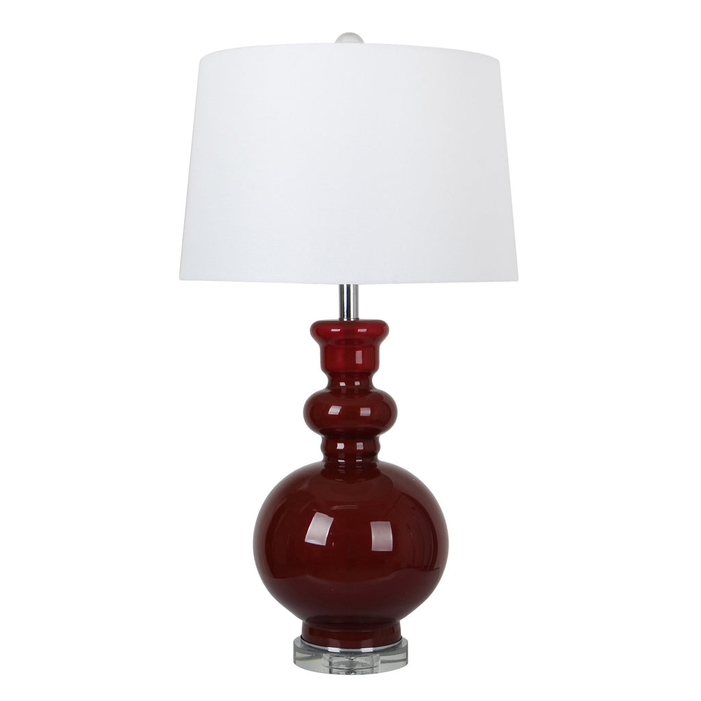Glass 32" Table Lamp, Red