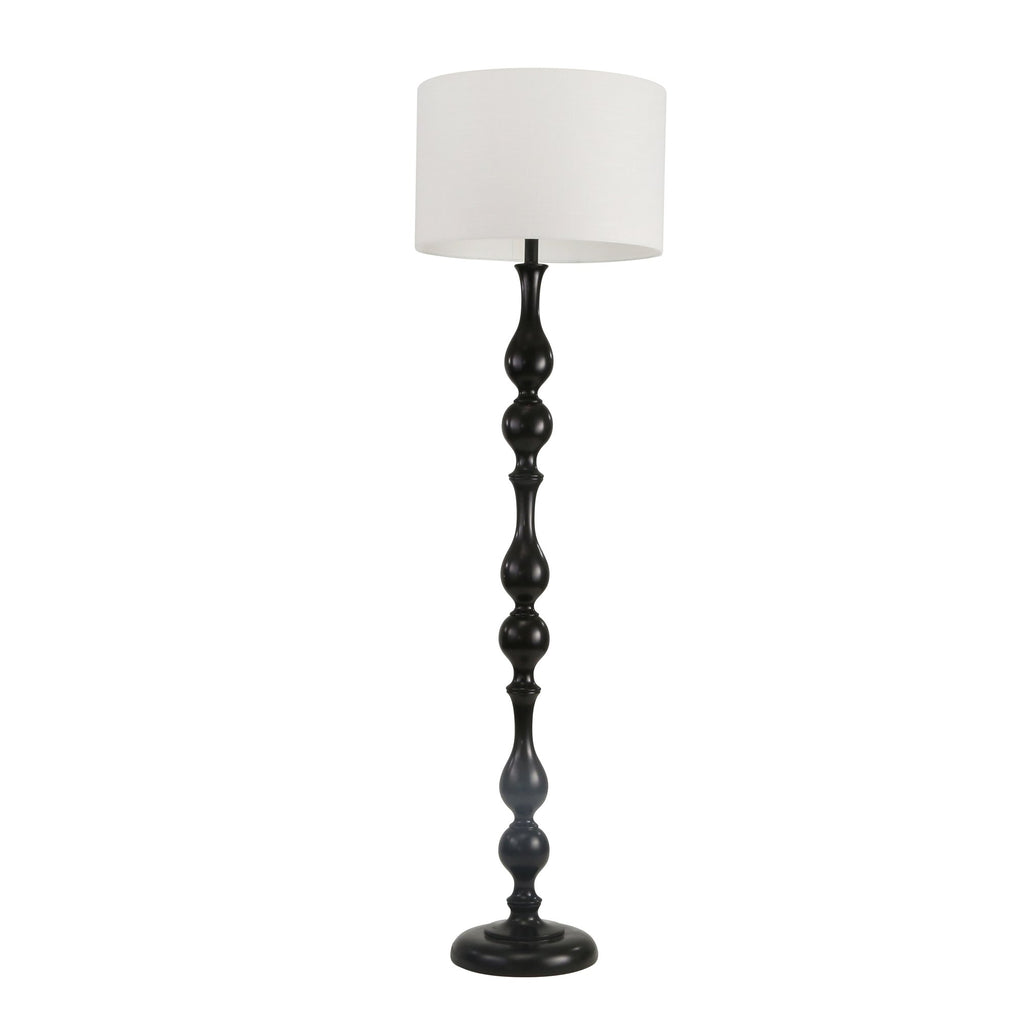 Resin 65" Turned Look Floor Lamp, Black - Kd
