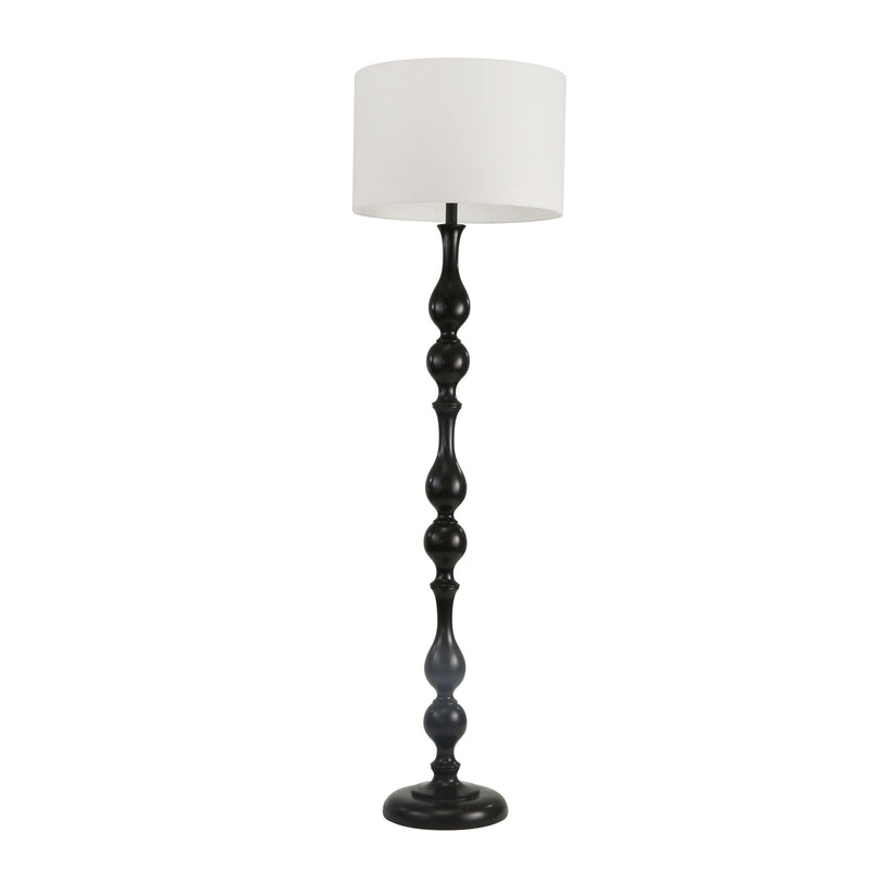 Resin 65" Turned Look Floor Lamp, Black - Kd