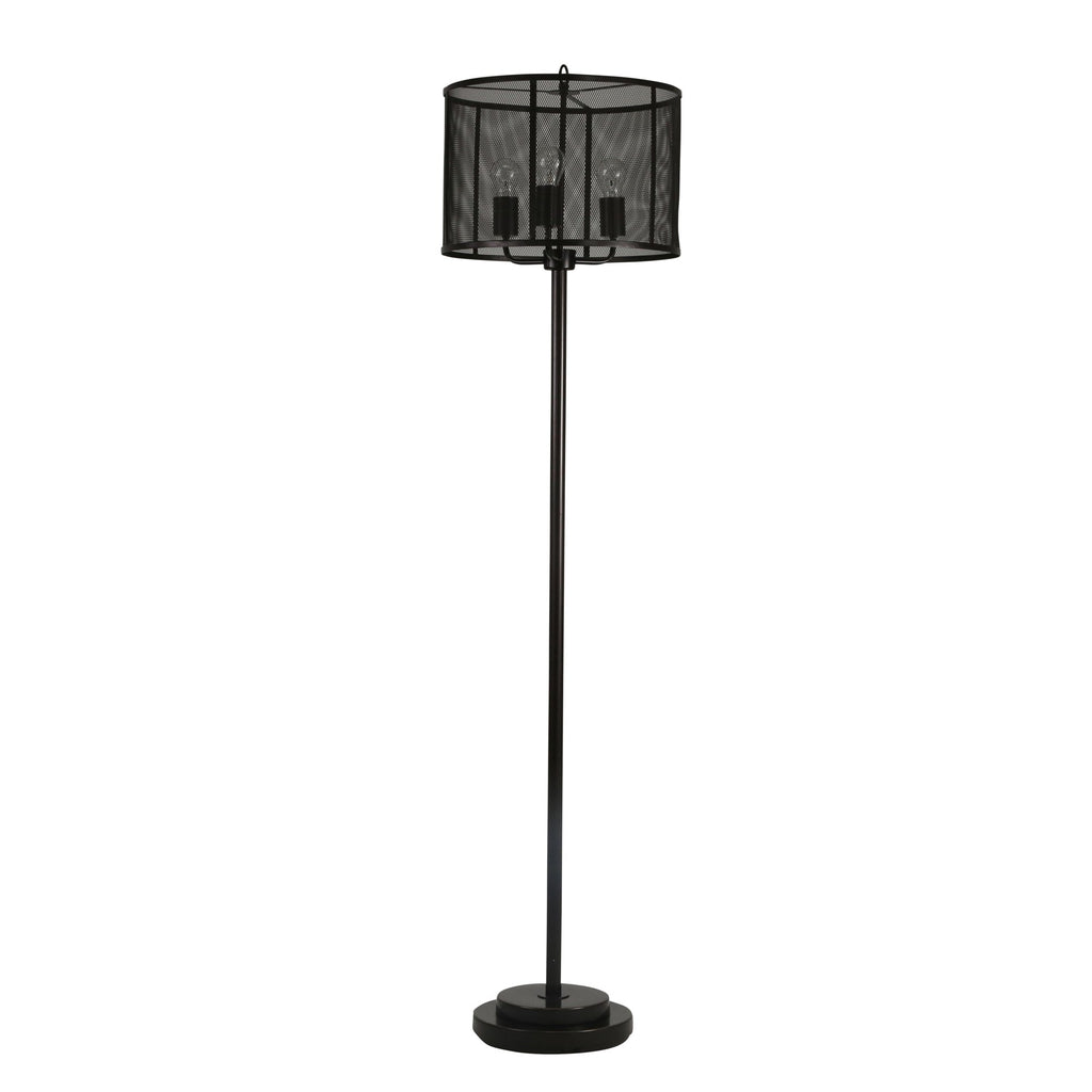 Metal 59" Mesh  Shade Floor Lamp, Black - Kd
