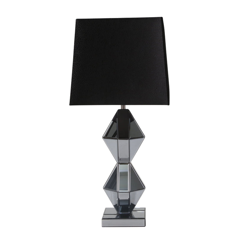 Mirrored 33" Geometric Table Lamp, Black