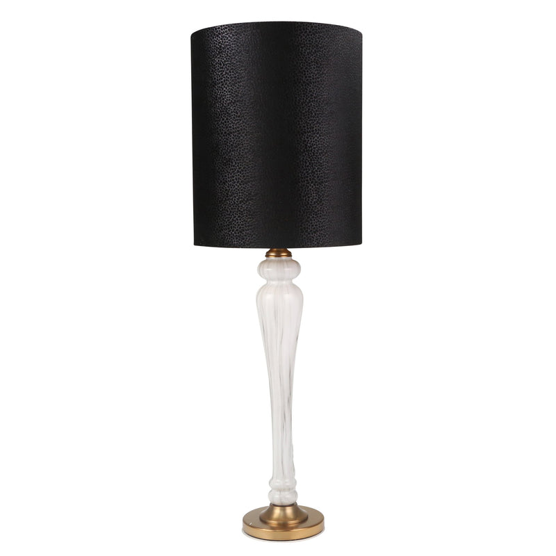 Glass 42" Marble Look Pillar Table Lamp, Cream