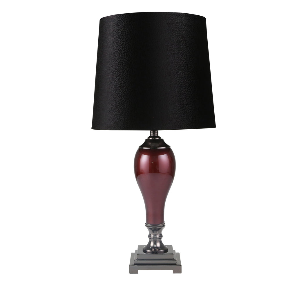 Glass 32" Urn Table Lamp, Burgundy