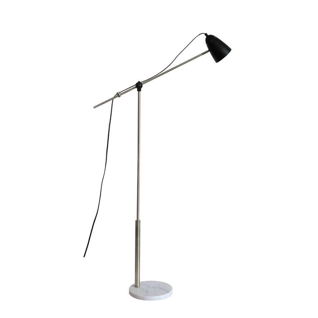 Metal 61" Floor Lamp W/Marblebase, Silver