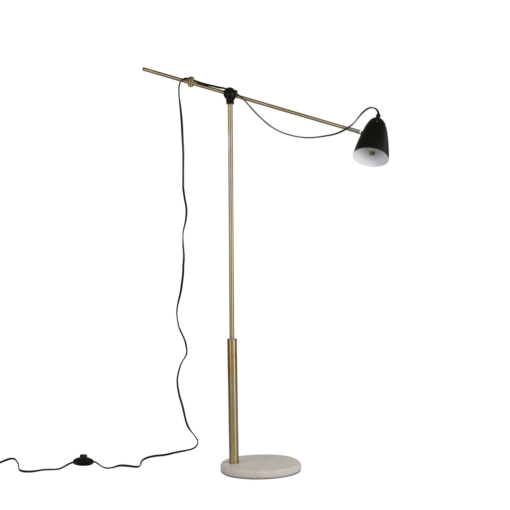 Metal 61" Floor Lamp W/Maeblebase, Gold