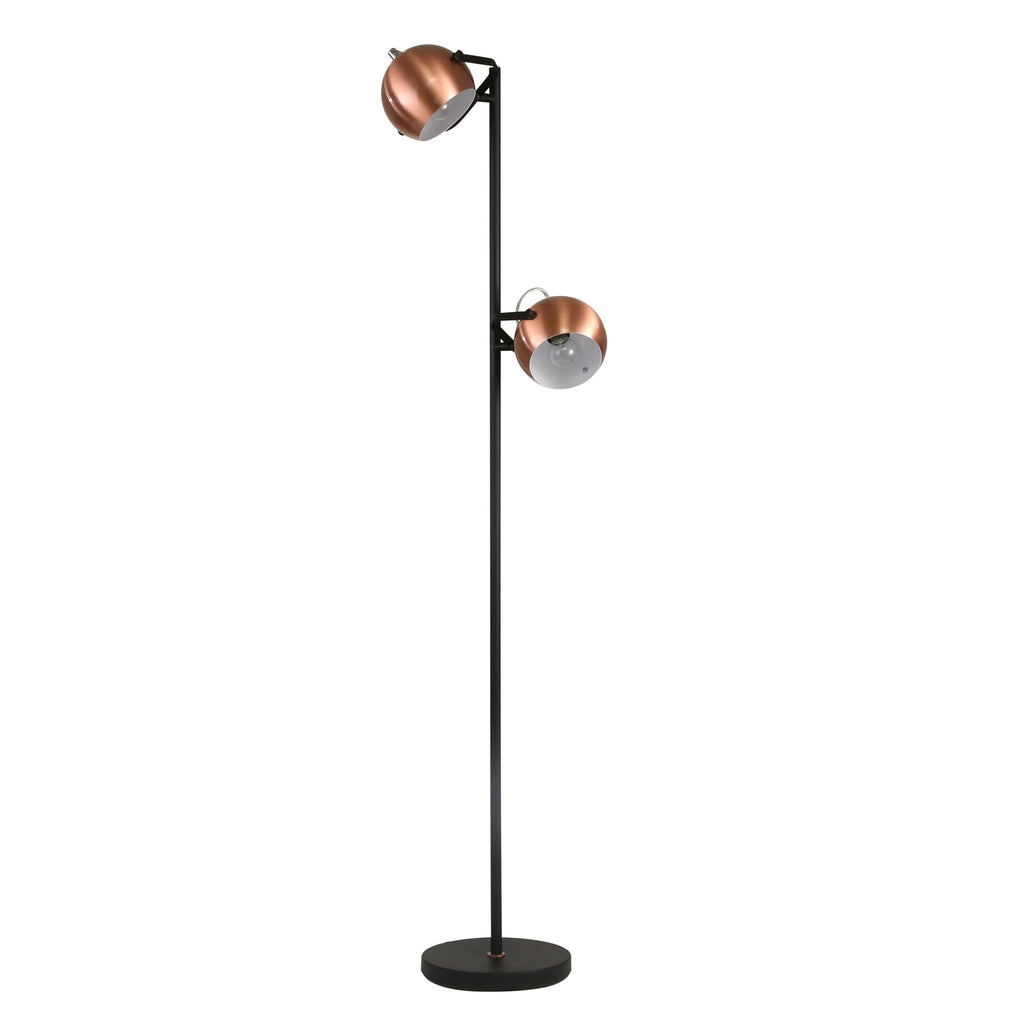 Metal 59" Twin Dome Floor Lamp, Copper