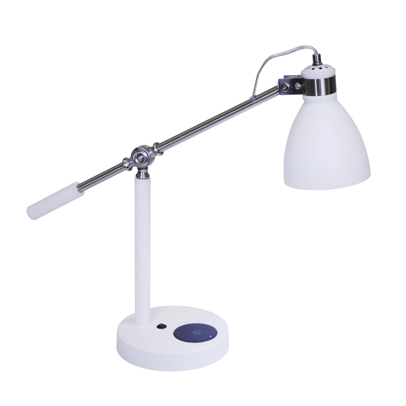 Metal 22" Table Lamp With Usb& Wireless Charger, White