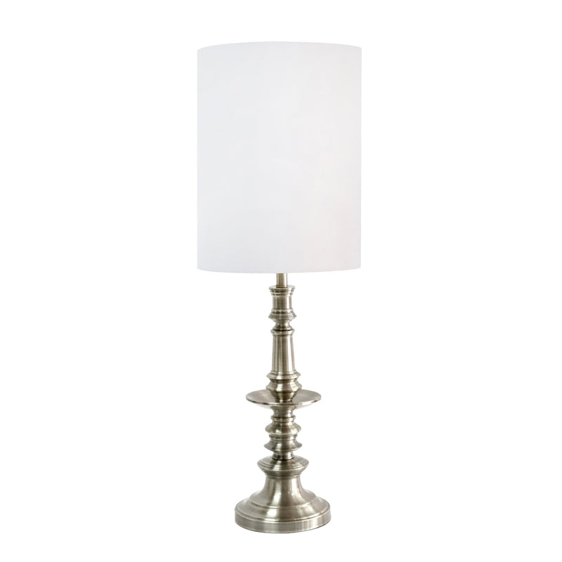 Metal 40" Turned Base Table Lamp, Silver