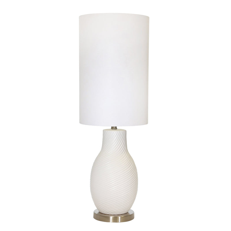 Ceramic 35" Swirl Base Table Lamp, White