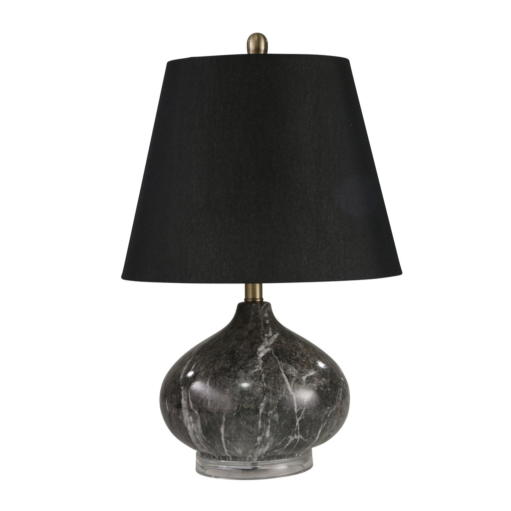 Resin 25" Marble Look Table Lamp, Gray